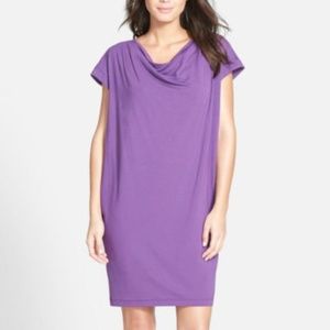 Eileen Fisher purple drape neck jersey dress
